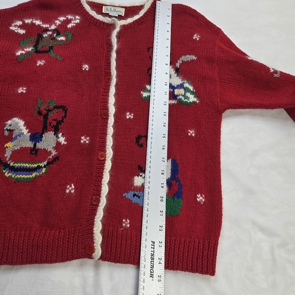 VTG BellePointe Christmas Cardigan Red Knit Holiday Sweater Made in Hong Kong M - Picture 12 of 16